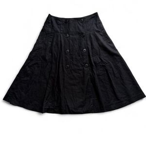 H&M black midi skirt with button detail size 4